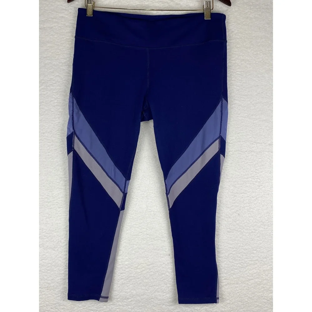 Lululemon Colorblock Chevron Cropped Leggings Blue Lavender Womens Yoga‎ Gym